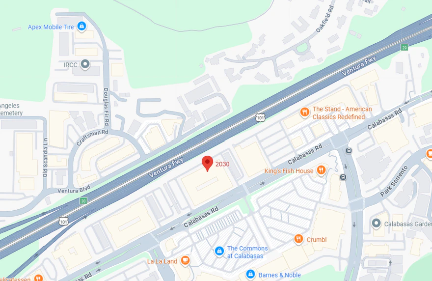 Map showing the Calabasas office location